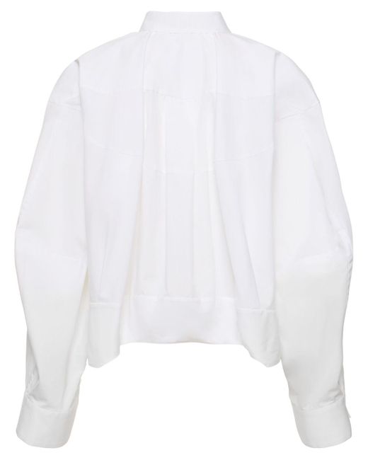 Camisa de popelina con mangas abullonadas Sacai de color White