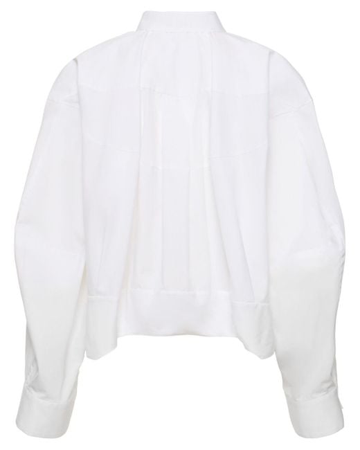 Sacai White Poplin Shirt W/cocoon Sleeves