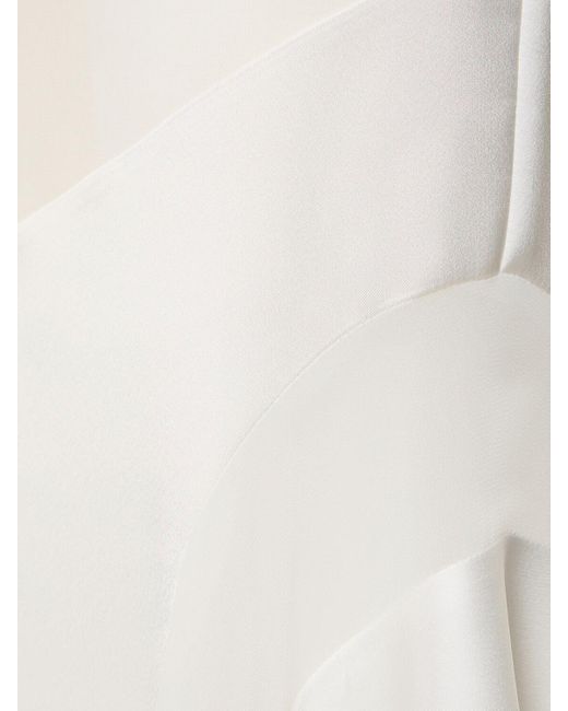 The Attico White Langes Kleid Aus Satin Und Mesh "saskia"