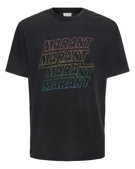 Isabel Marant Black Hugo Logo Print Cotton Jersey T-shirt for men