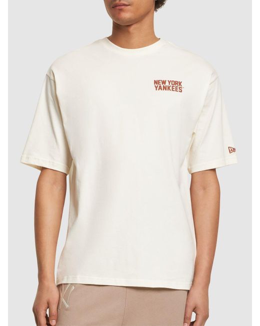 T-shirt oversize ny yankees mlb wordmark di KTZ in Natural da Uomo