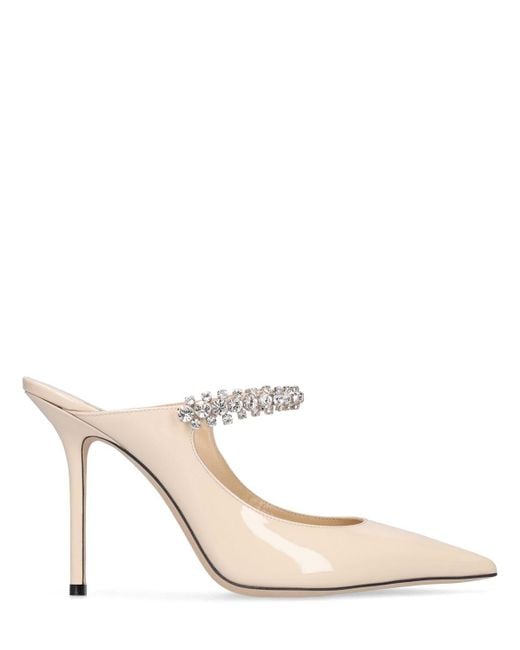 Jimmy Choo 100mm Bing Patent Leather Mules in Ivory (White) - Lyst