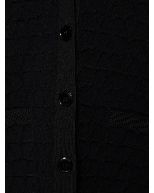 Cardigan long en maille à logo Valentino en coloris Black