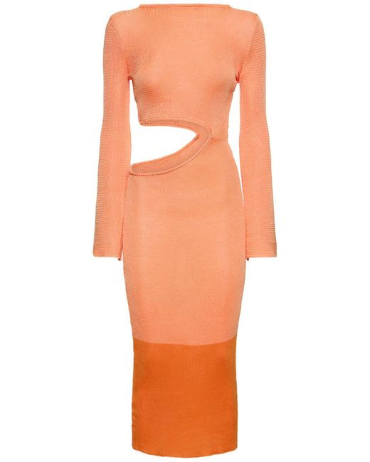Baobab Orange Betsy Long Dress W/Asymmetric Cut Out