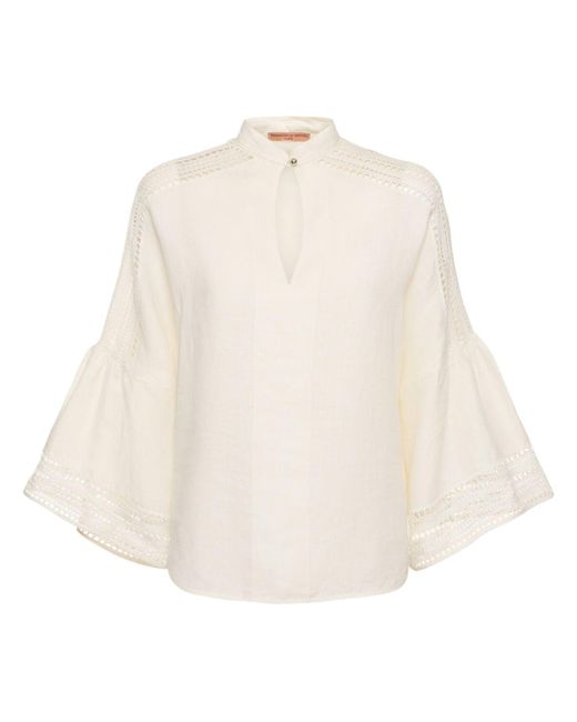 Ermanno Scervino Natural Linen Long Sleeve Blouse Shirt