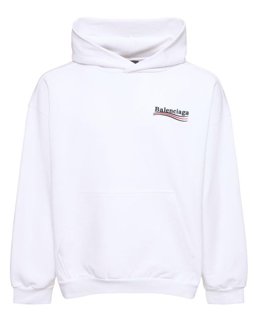 Balenciaga White Political Logo Cotton Sweatshirt Hoodie for men