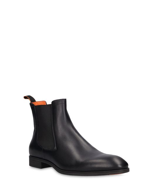 Botas chelsea de piel Santoni de hombre de color Black