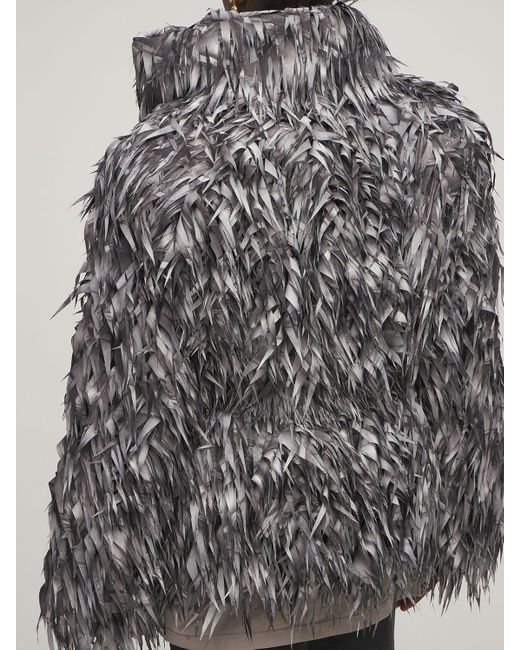 Balenciaga Gray Laser Cut Faux Fur Jacket