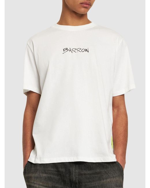 Barrow White Printed Logo T-shirt for men