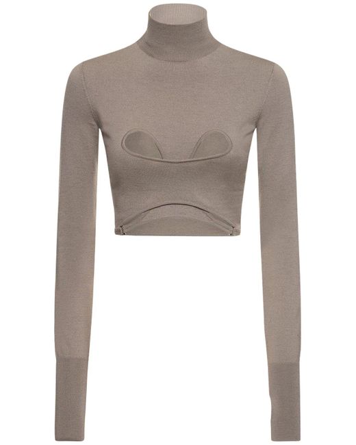 Dion Lee Gray Geripptes Top Mit Rollkragen