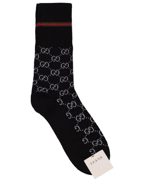 Gucci gg Cotton Blend Socks W/ Web in Black for Men | Lyst