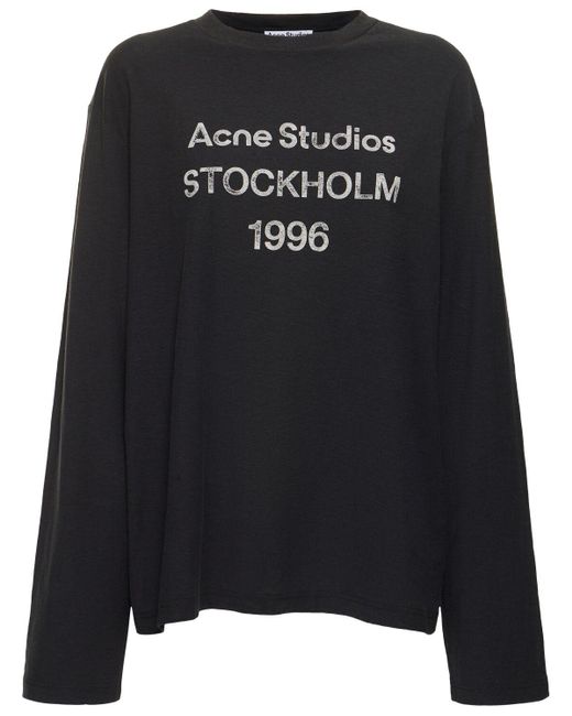 Acne Black T-shirt Aus Baumwolle "edden U 1996"