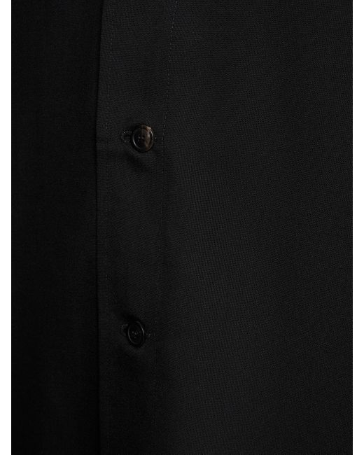 Lownn Collarless Wool S/s Shirt in Black for Men | Lyst