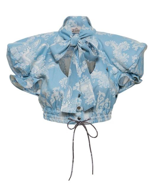 Crop top en coton jacquard football heart Vivienne Westwood en coloris Blue