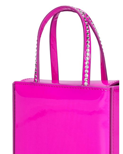 AMINA MUADDI Pink Super Amini Gilda Patent Bag W/Crystals