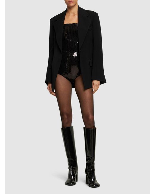 Monot Black Sequined Strapless Short Jumpsuit