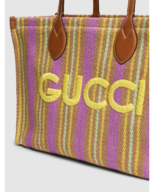 Bolso tote de lona con logo Gucci de color Pink