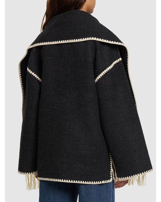Chaqueta de lana bordada con bufanda Totême  de color Black