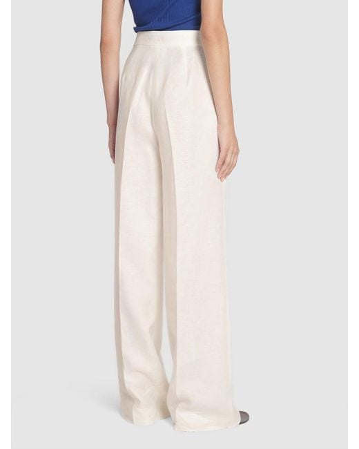 Pantalon ample en lin Max Mara en coloris White