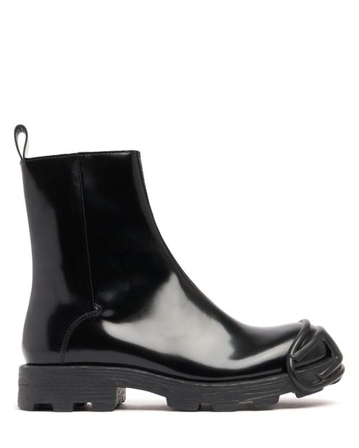 DIESEL Black Oval-d Leather Combat Boots for men
