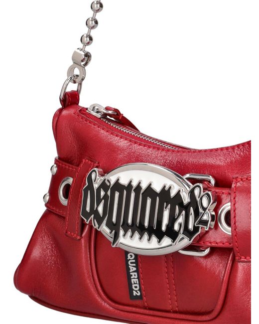 DSquared² Red Gothic Logo Belted Leather Clutch
