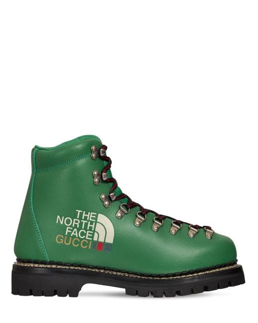 Gucci Green X The North Face Leather Hiking Boots