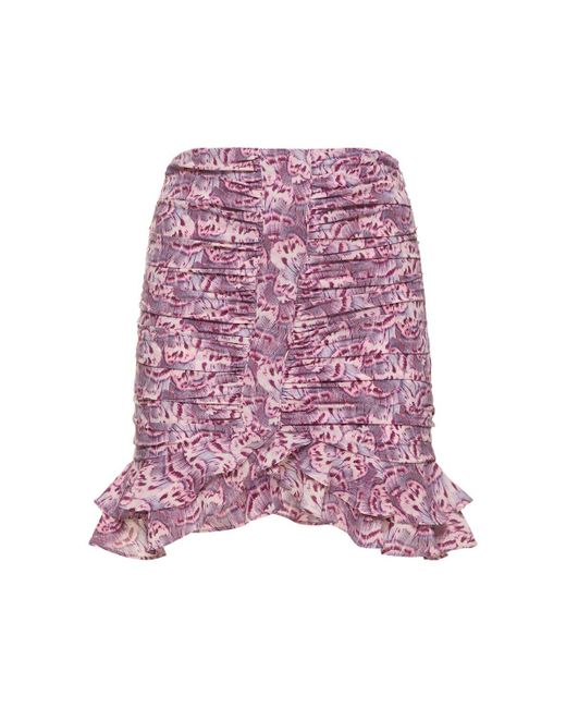 Isabel Marant Pink Milendi Printed Stretch Silk Mini Skirt