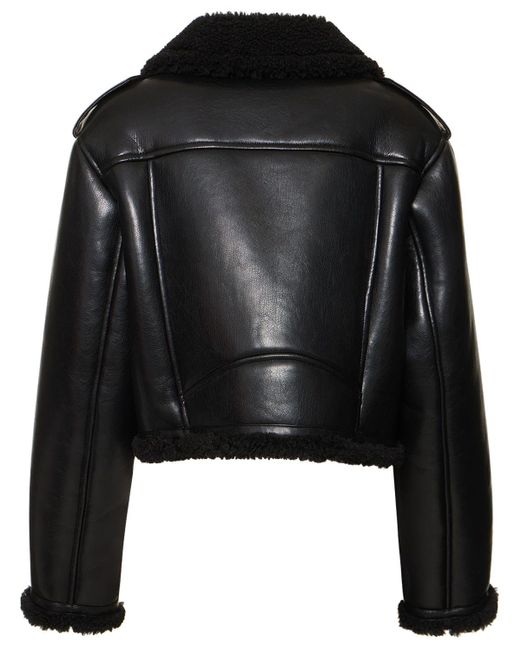 Stand Studio Lillia Cropped Faux Leather Jacket in Black | Lyst