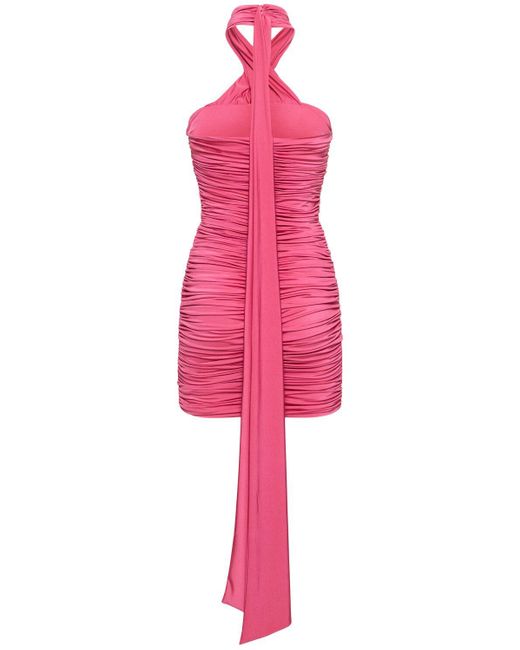 Vestido corto de satén drapeado GIUSEPPE DI MORABITO de color Pink