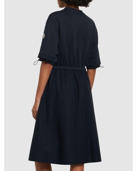 Moncler Blue Kleid Aus Baumwollfleece Und -jersey
