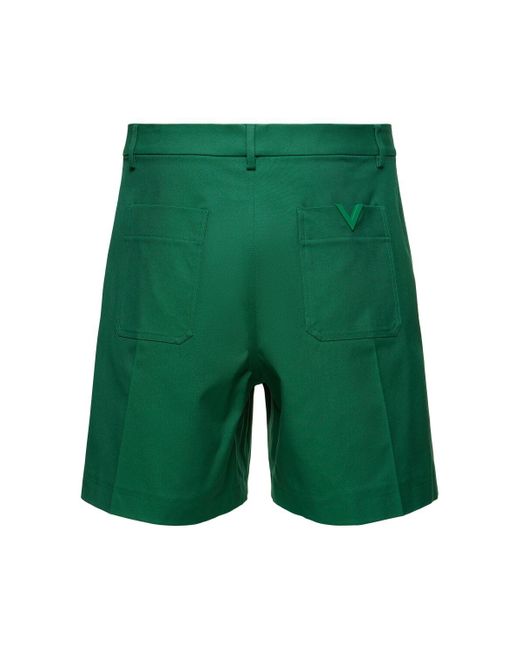 Bermuda en coton détail v Valentino pour homme en coloris Green