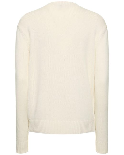 Ralph Lauren Collection Natural Cotton Jersey Crewneck Sweater W/ Bear
