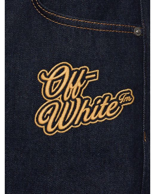 Off-White c/o Virgil Abloh Blue 90S Logo Denim Cotton Shorts for men