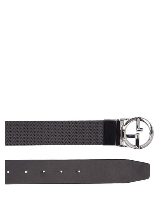 Giorgio Armani White Ga Buckle Reversible Leather Belt for men