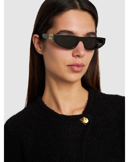 Miu Miu Black Cat-eye Mask Acetate Sunglasses