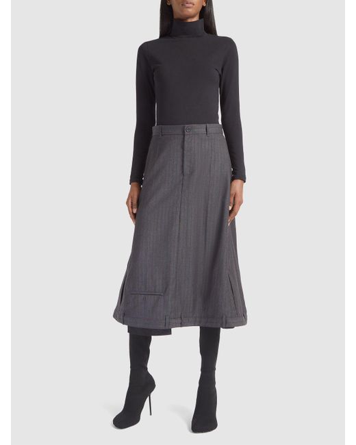 Balenciaga Gray Wool A-line Skirt