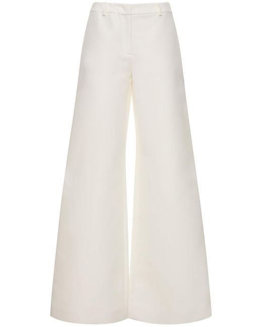 Pantalones anchos de algodón duchesse Moschino de color White