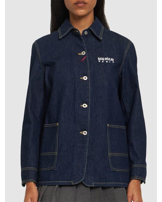 KENZO Blue Varsity Cotton Denim Workwear Jacket