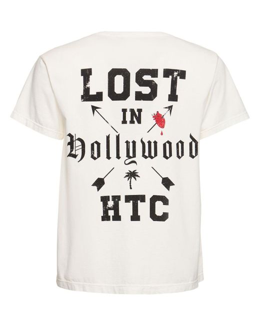 Camiseta de algodón jersey estampado HTC de hombre de color White