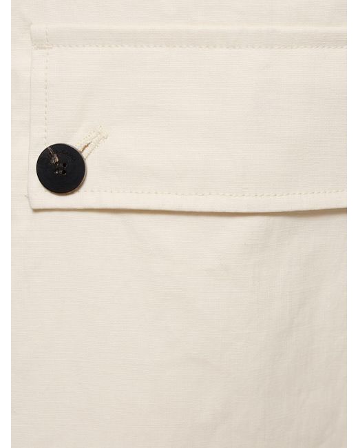 Ferragamo Natural Coated Linen Cargo Pants for men