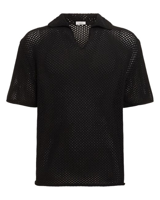 Commas Black Crochet Polo for men