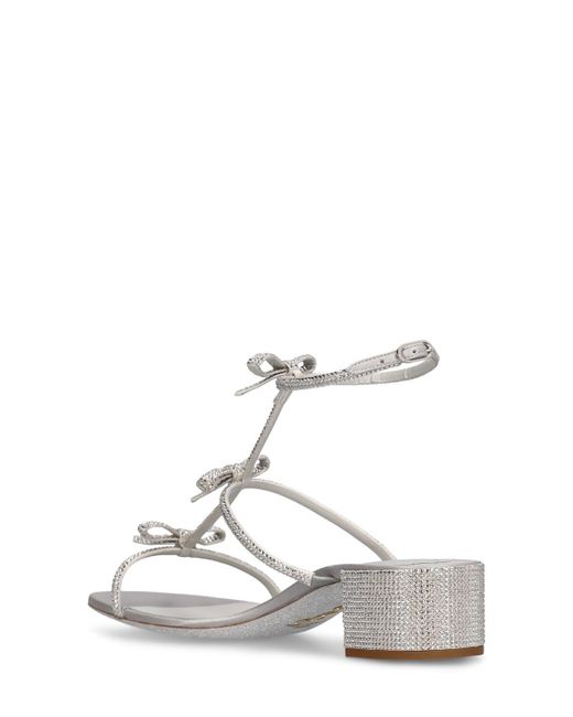 Rene Caovilla White 40mm Satin & Crystal Sandals