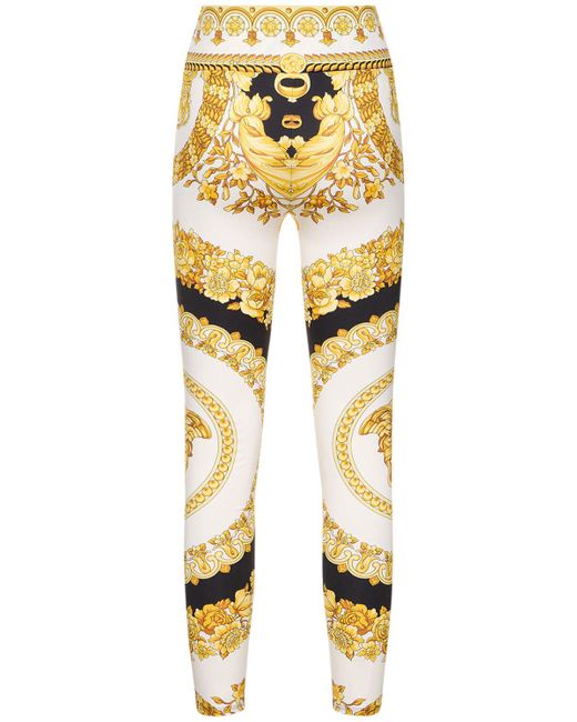 Versace Metallic Barocco Printed Jersey leggings