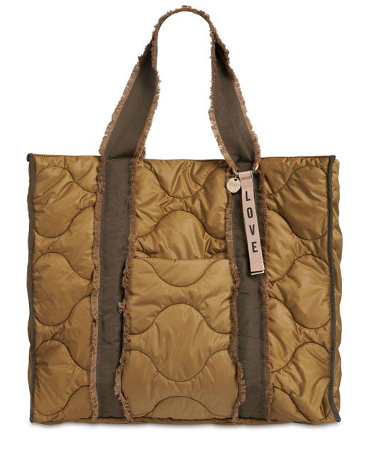 Red(V) Technical Puffer Tote Bag in Brown Lyst