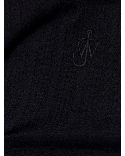 J.W. Anderson Black Anchor Embroidery Cropped L/S Top