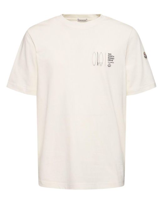 Moncler Printed Cotton T-shirt in White für Herren