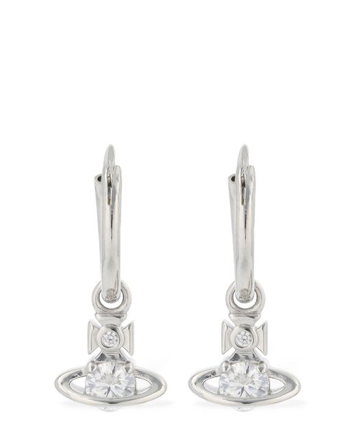 Vivienne Westwood White Nina Spark Crystal Hoop Earrings