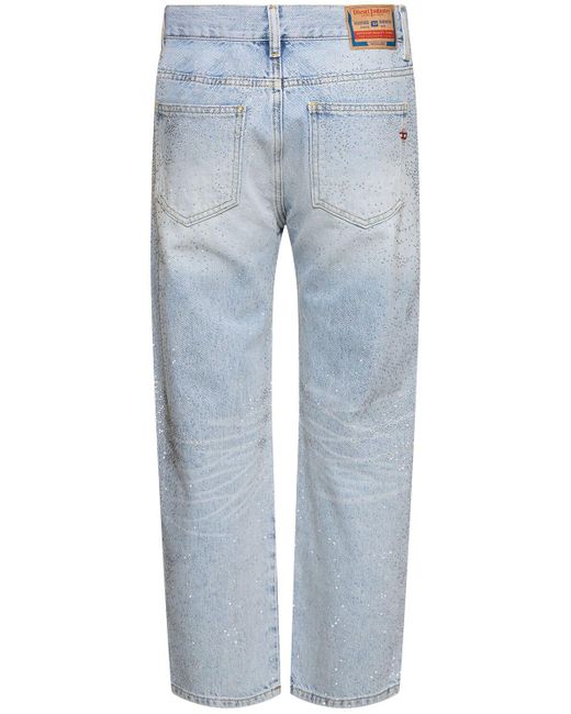 Jeans dritti 2016 d-air con strass di DIESEL in Blue