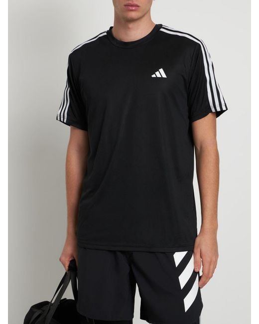 メンズ Adidas Originals Base 3 Stripes Tシャツ Black