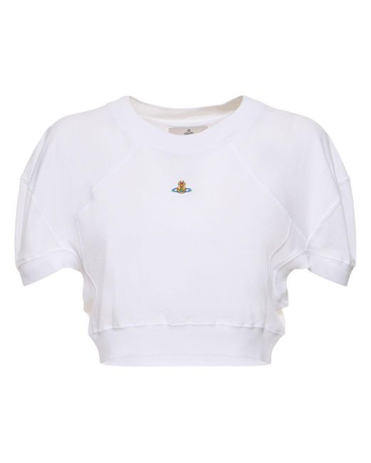 Vivienne Westwood White Kürzeres T-shirt Aus Baumwolljersey Mit Logo